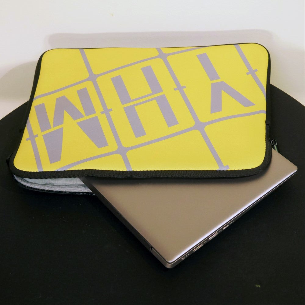 BUD Budapest Laptop Sleeve • Air Force Lettering - Opal Green • YHM Designs - Image 08