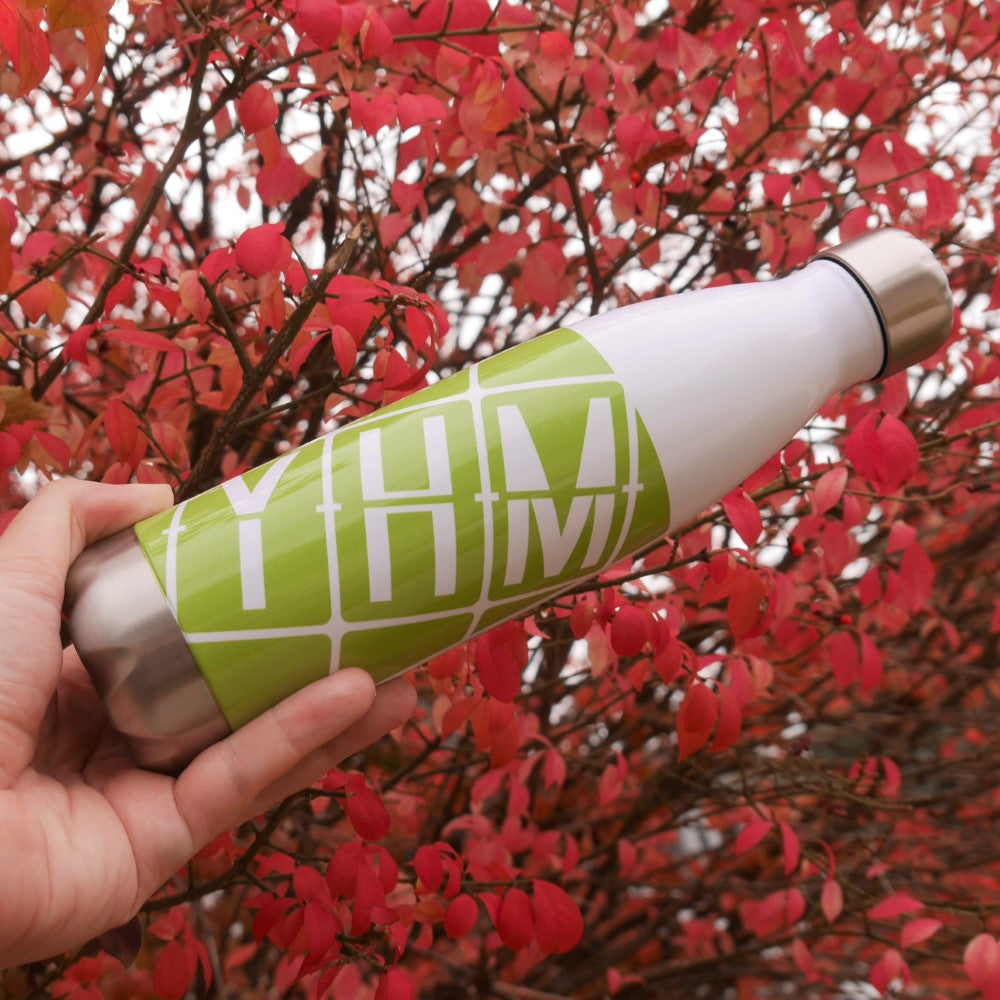 Unique Travel Gift Water Bottle - White Oval • YUL Montreal • YHM Designs - Image 08
