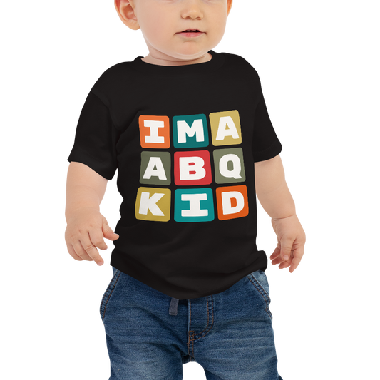 ABQ Albuquerque Baby T-Shirt • Colourful Blocks Design • YHM Designs - Image 01