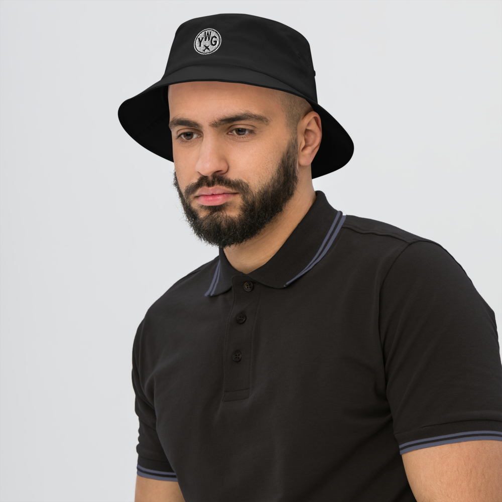 Roundel Bucket Hat - Black & White • YWG Winnipeg • YHM Designs - Image 03