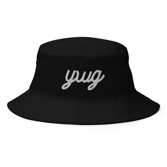YWG Winnipeg Bucket Hat • Vintage Script Lettering - White • YHM Designs - Image 01