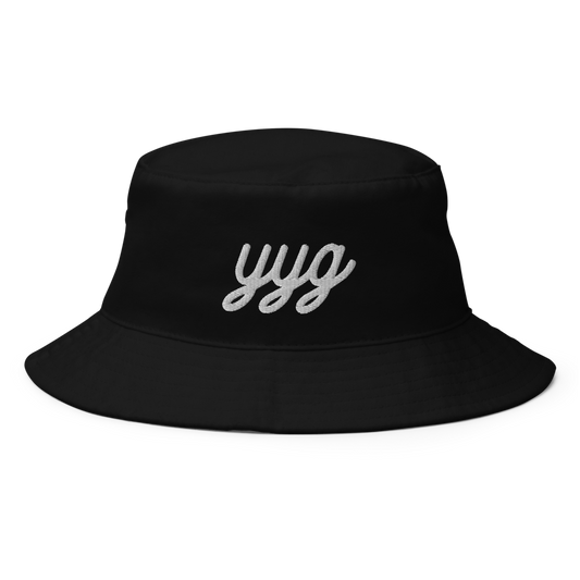 YYG Charlottetown Bucket Hat • Vintage Script Lettering - White • YHM Designs - Image 01