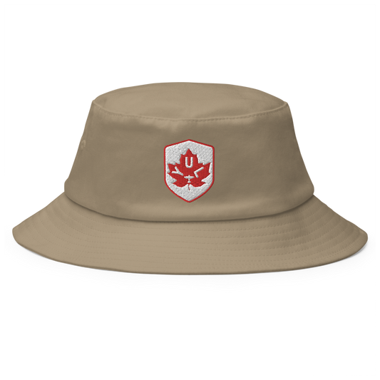 YUL Montreal Bucket Hat • Maple Leaf Shield Design - Red & White • YHM Designs - Image 02