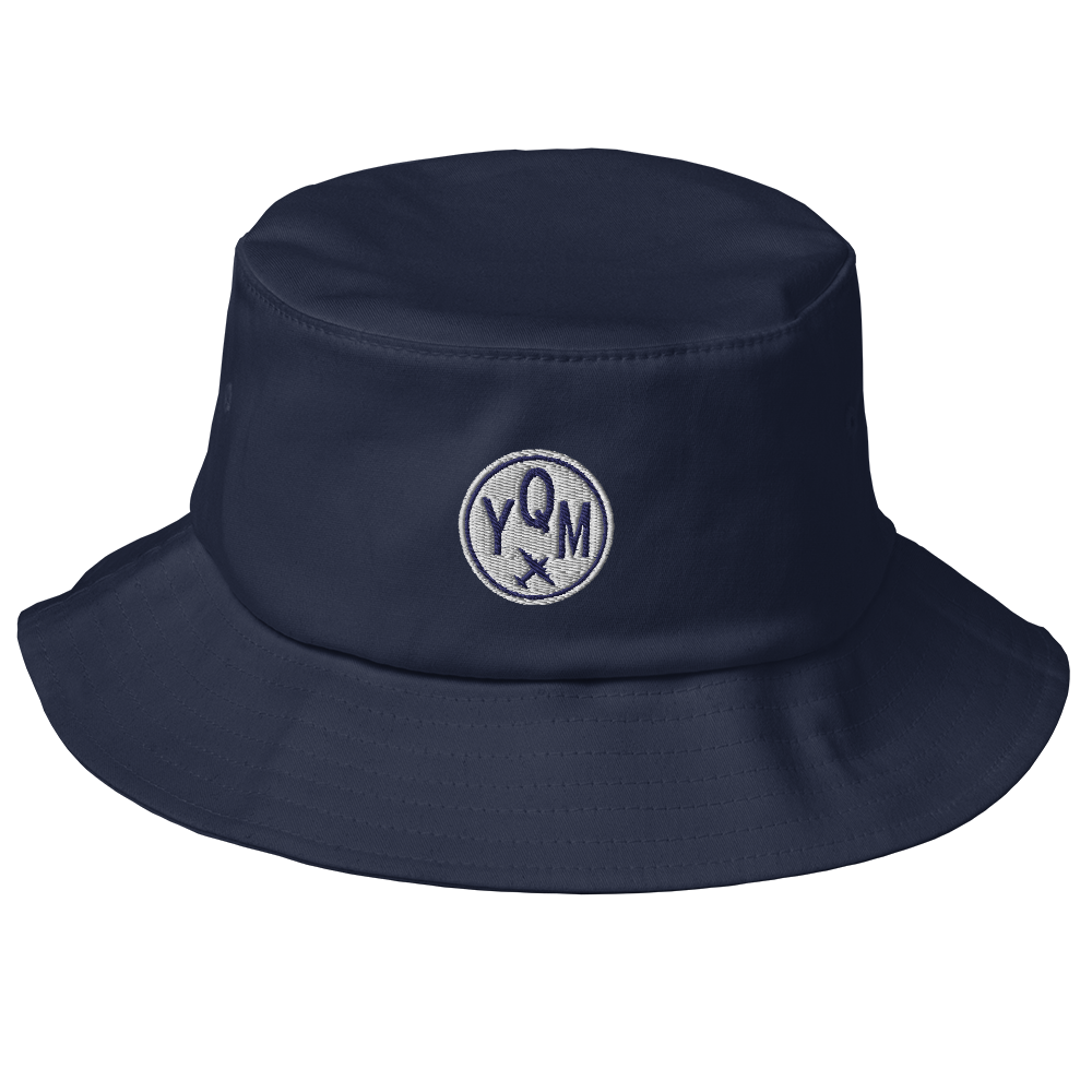 YHM Designs - YQM Moncton Old School Cool Bucket Hat with Airport Code - City-Themed Merchandise - Roundel Design with Vintage Airplane - Image 1
