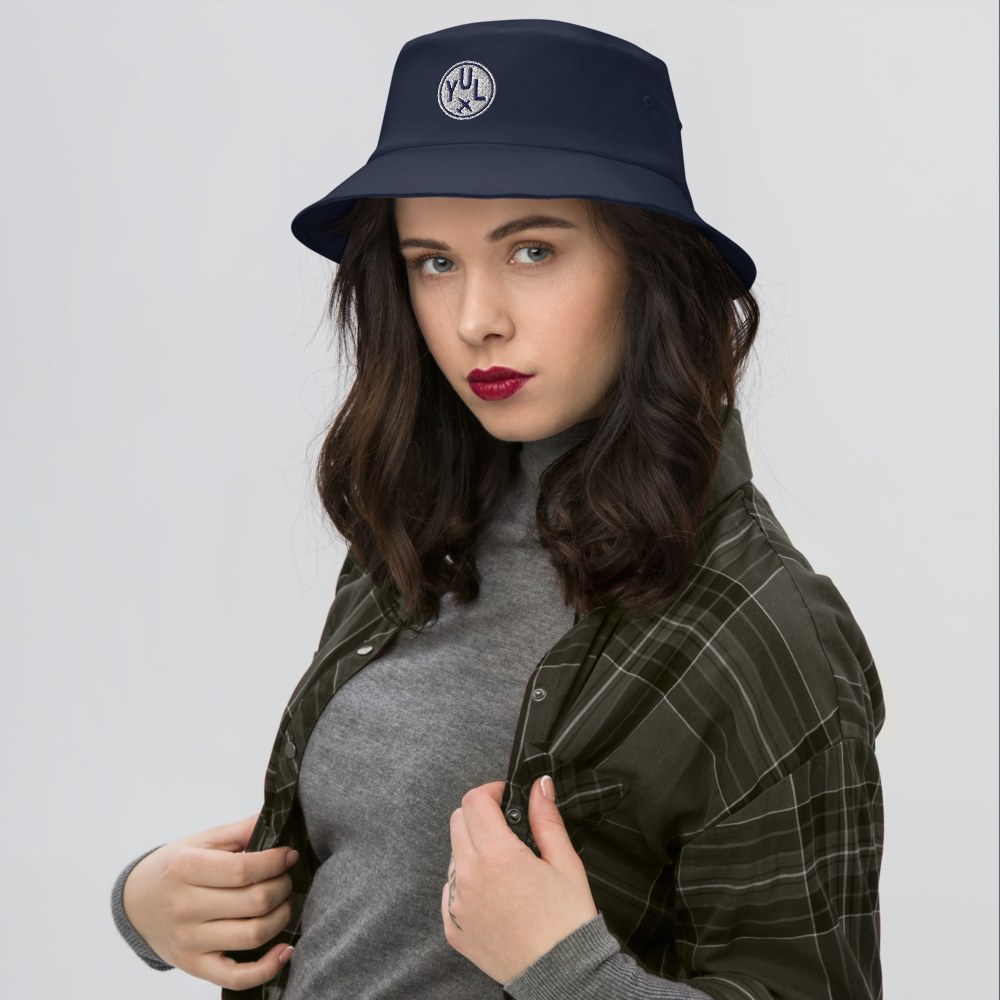 Roundel Bucket Hat - Navy Blue & White • YUL Montreal • YHM Designs - Image 04
