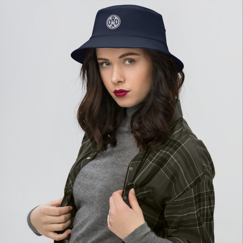 Roundel Bucket Hat - Navy Blue & White • ORD Chicago • YHM Designs - Image 04