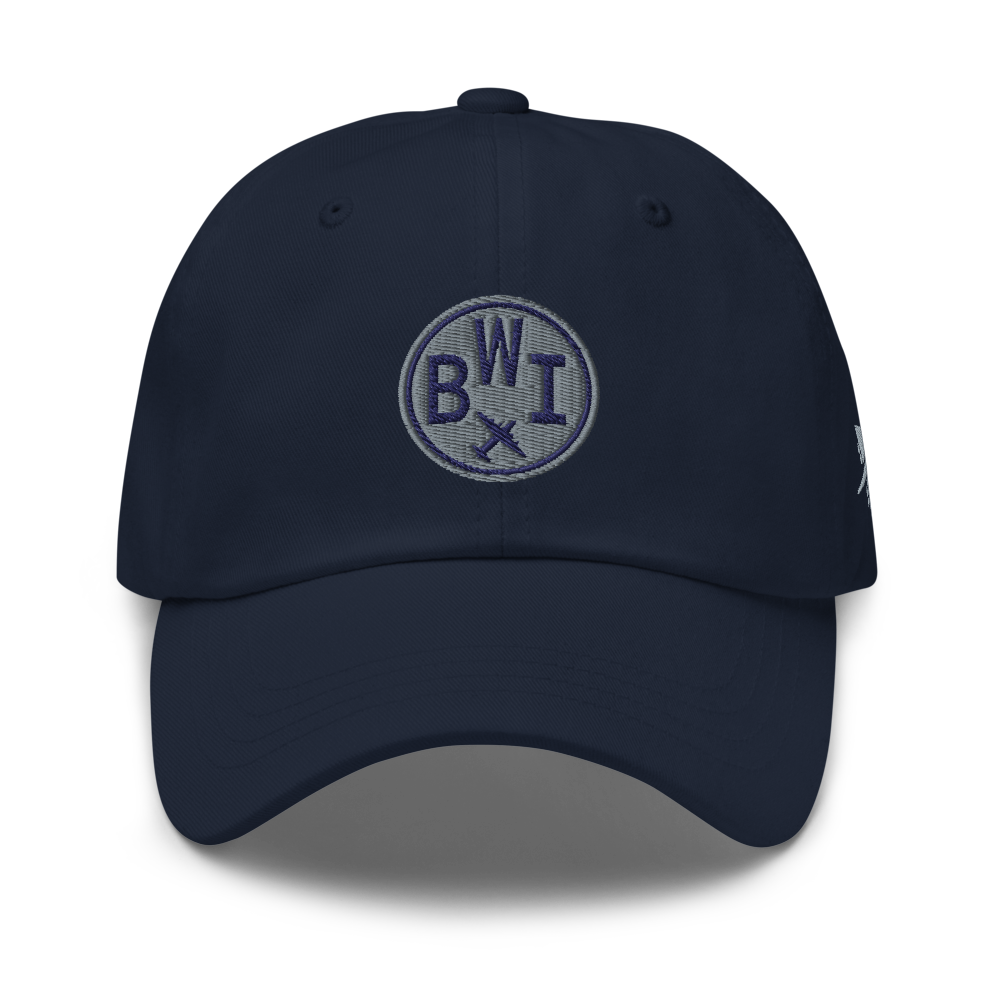 YHM Designs - BWI Baltimore-Washington Airport Code Vintage Roundel Baseball Cap Dad Hat - Mockup 09