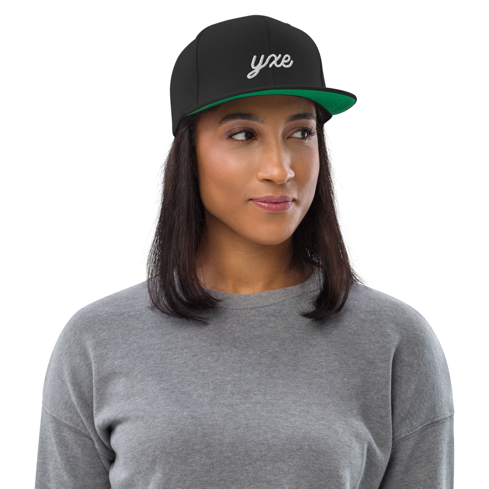 Vintage Script Snapback Hat • YXE Saskatoon • YHM Designs - Image 04