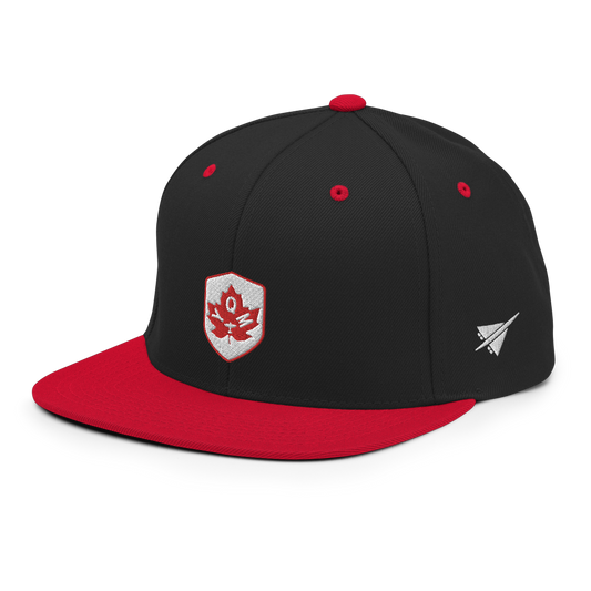 Maple Leaf Snapback Hat - Red/White • YQM Moncton • YHM Designs - Image 01