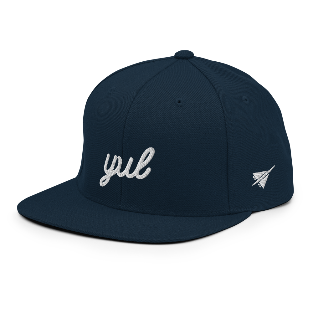 YHM Designs - YUL Montreal Airport Code Snapback Hat - Vintage Script Design - White Embroidery - Image 07