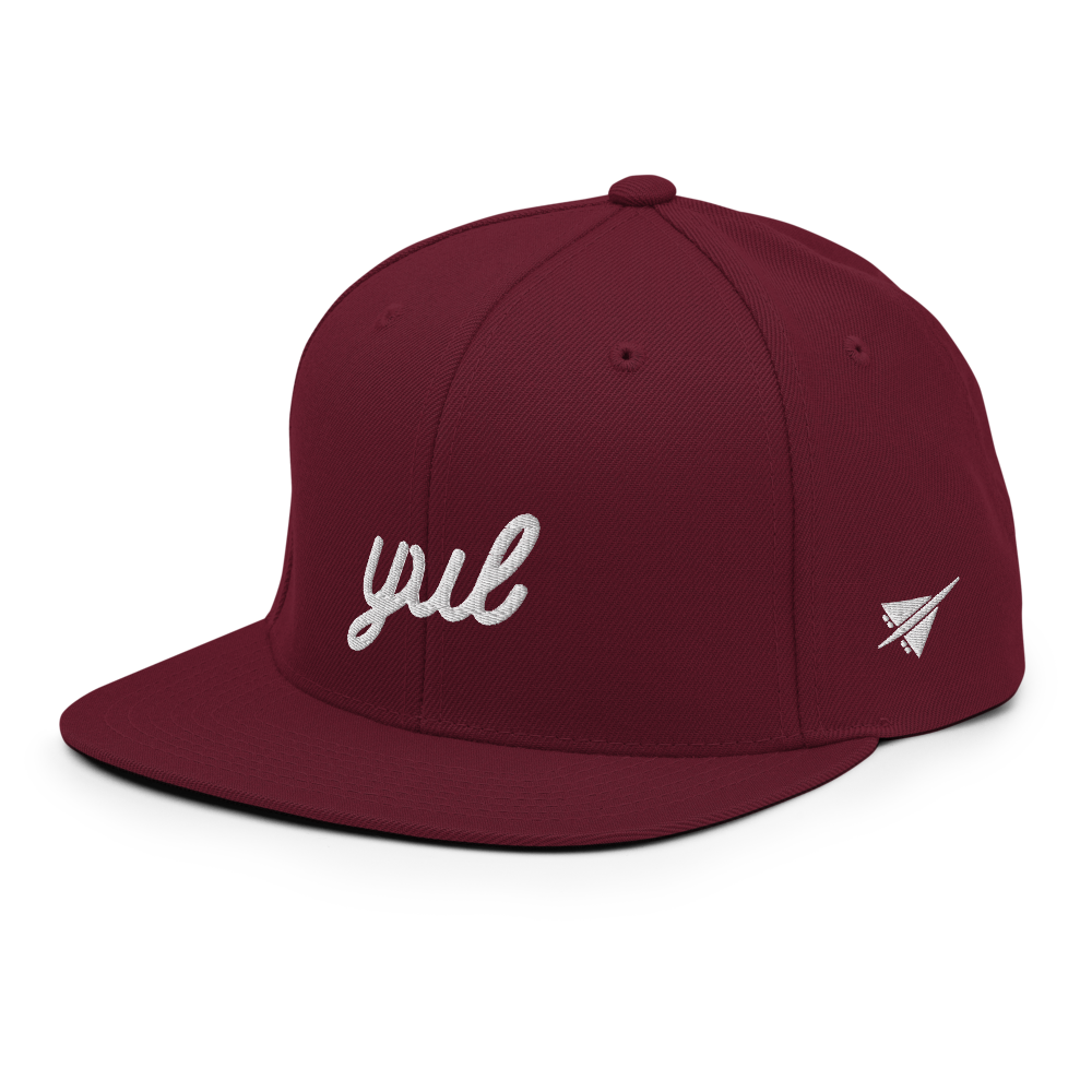 YHM Designs - YUL Montreal Airport Code Snapback Hat - Vintage Script Design - White Embroidery - Image 12