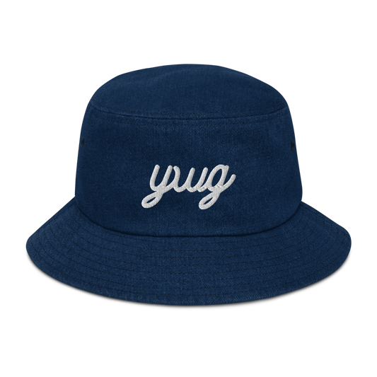 Vintage Script Denim Bucket Hat • YWG Winnipeg • YHM Designs - Image 01