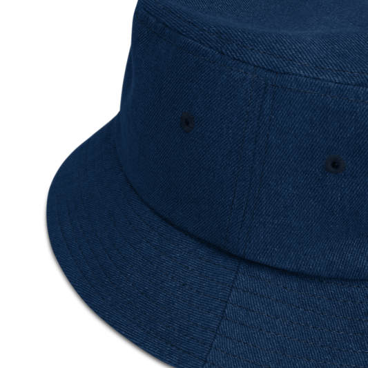 YVR Vancouver Denim Bucket Hat • Vintage Script Lettering - White • YHM Designs - Image 02