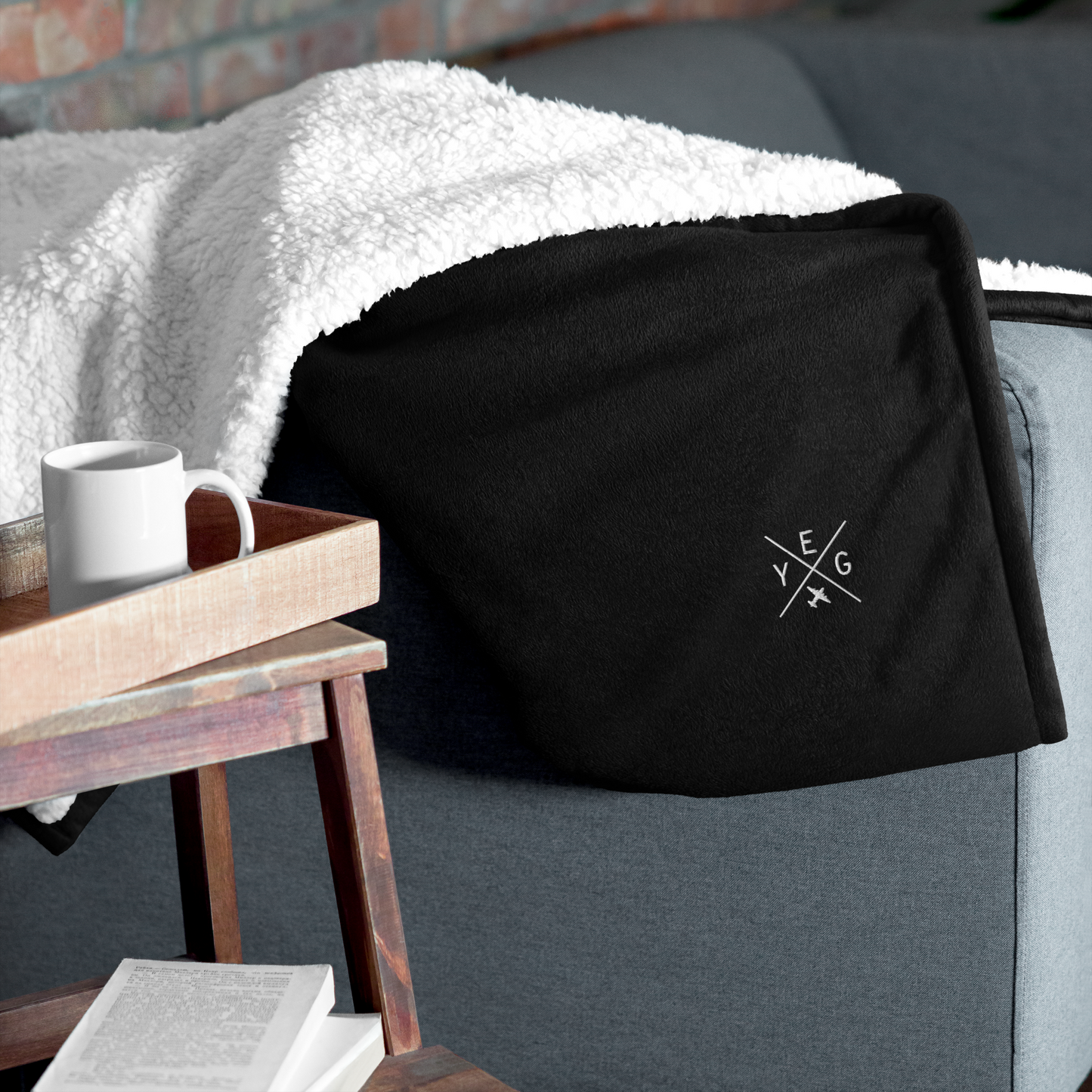 Crossed-X Premium Sherpa Blanket • YEG Edmonton • YHM Designs - Image 06