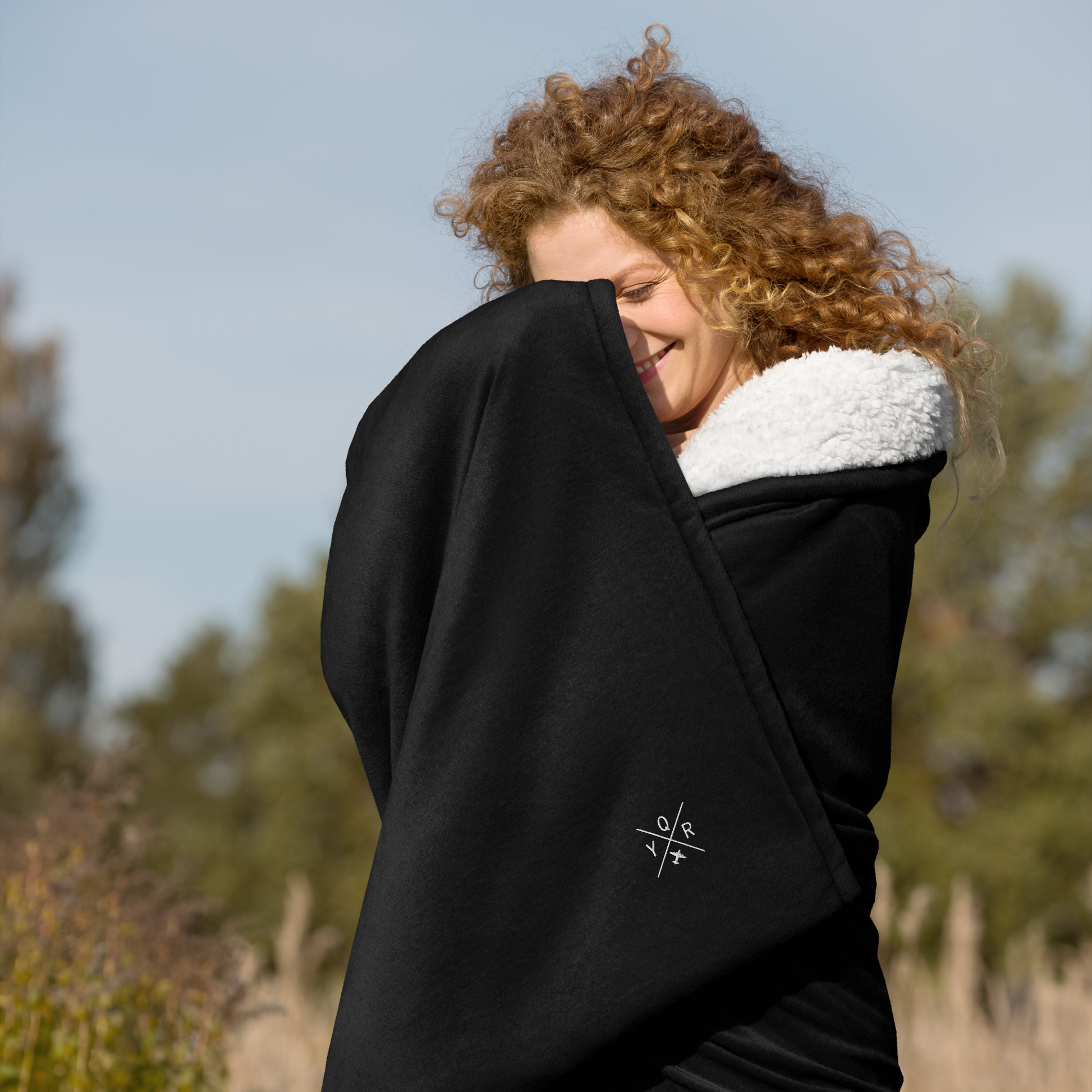 Crossed-X Premium Sherpa Blanket • YQR Regina • YHM Designs - Image 04