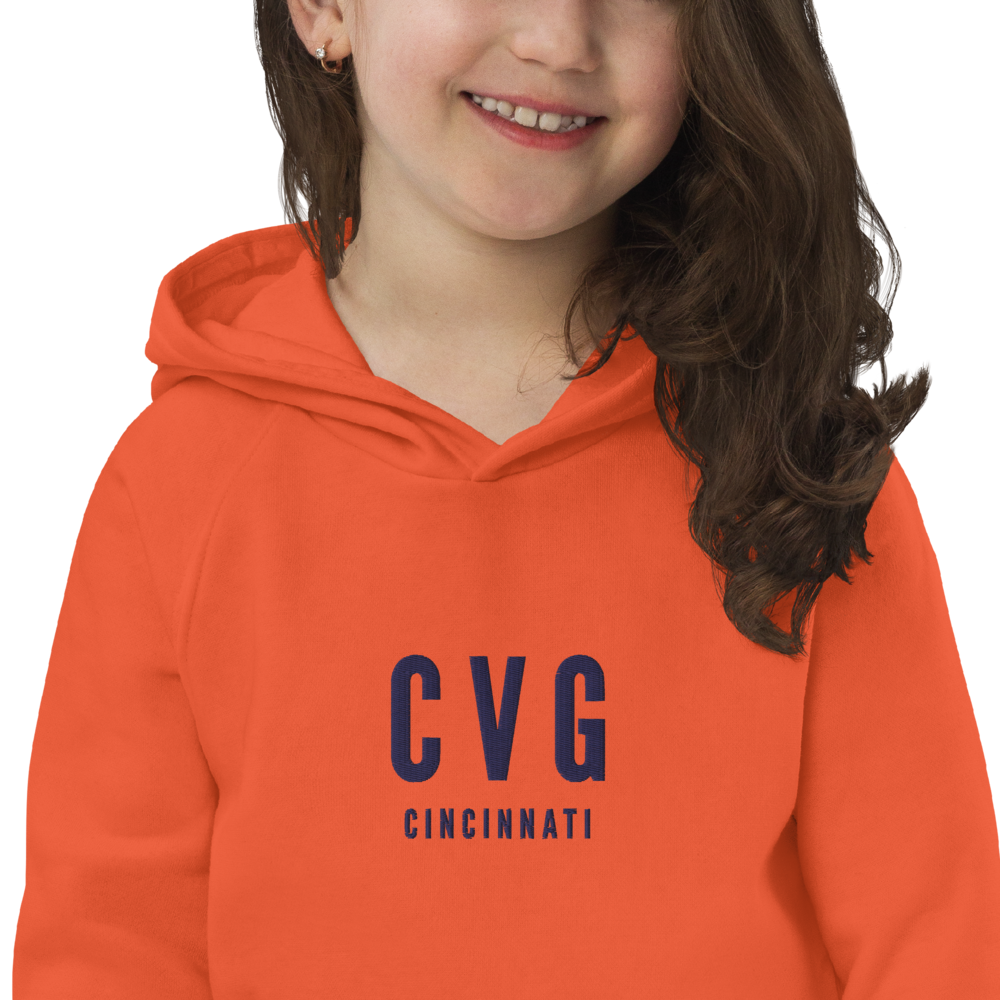 Kid's Sustainable Hoodie - Navy Blue • CVG Cincinnati • YHM Designs - Image 06