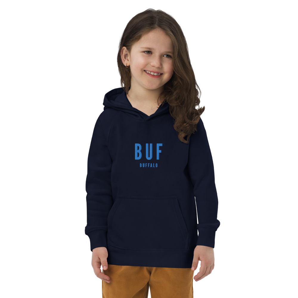 Kid's Sustainable Hoodie - Aqua Blue • BUF Buffalo • YHM Designs - Image 04