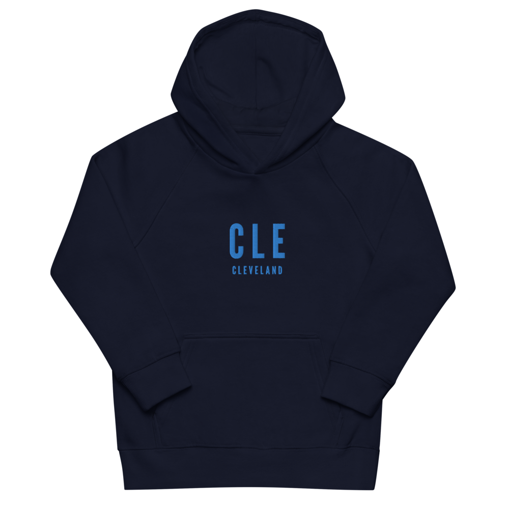 Kid's Sustainable Hoodie - Aqua Blue • CLE Cleveland • YHM Designs - Image 03