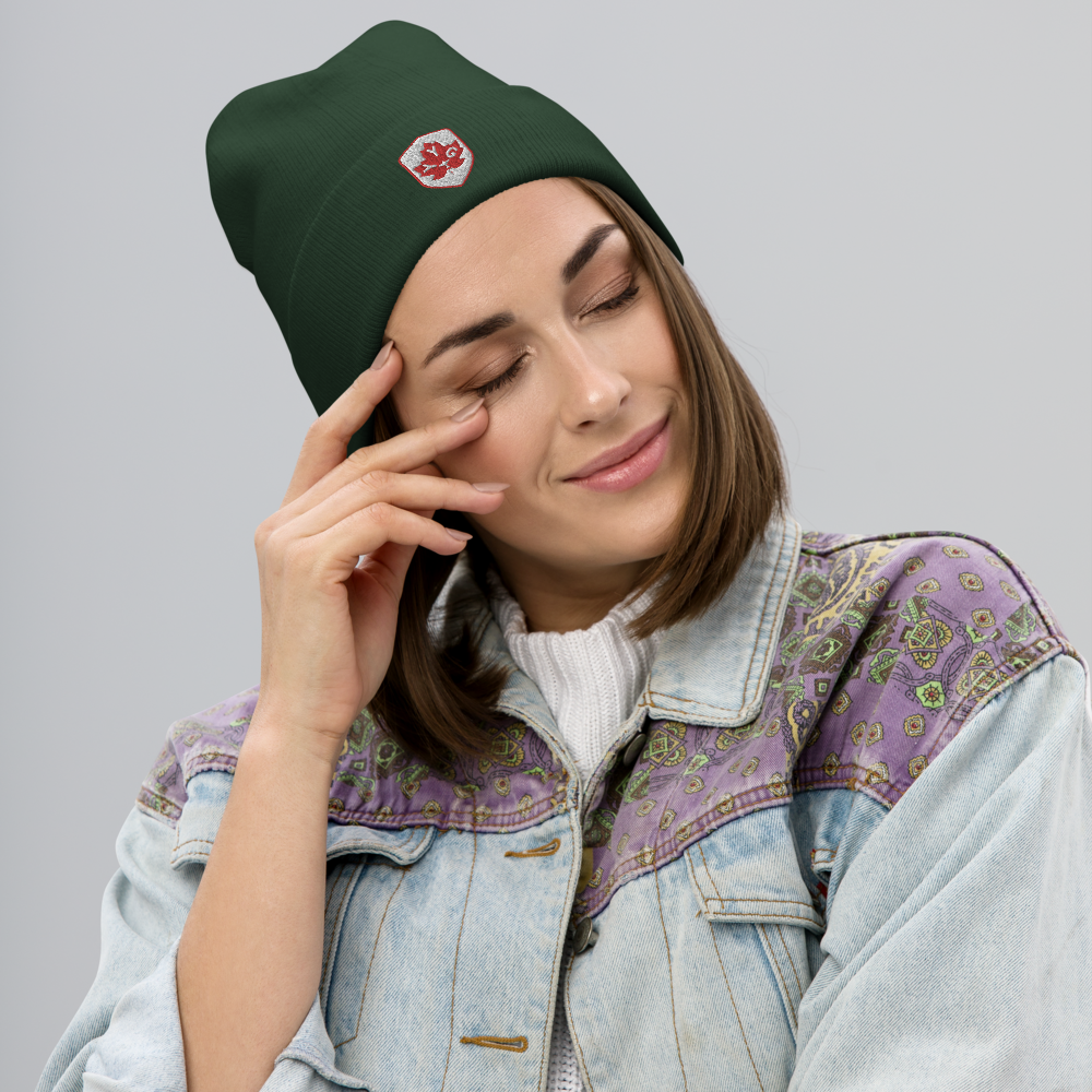 Maple Leaf Cuffed Beanie - Red/White • YYG Charlottetown • YHM Designs - Image 07