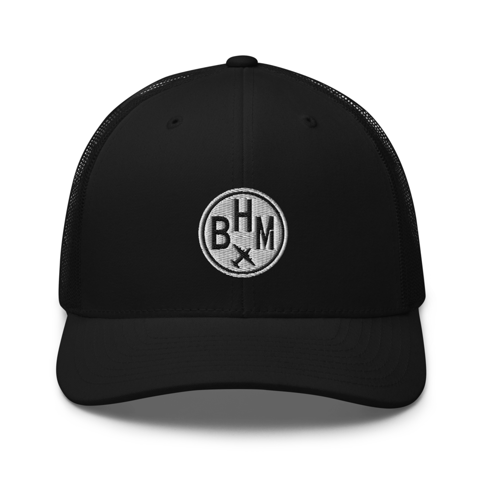 Roundel Trucker Hat - Black & White • BHM Birmingham • YHM Designs - Image 06