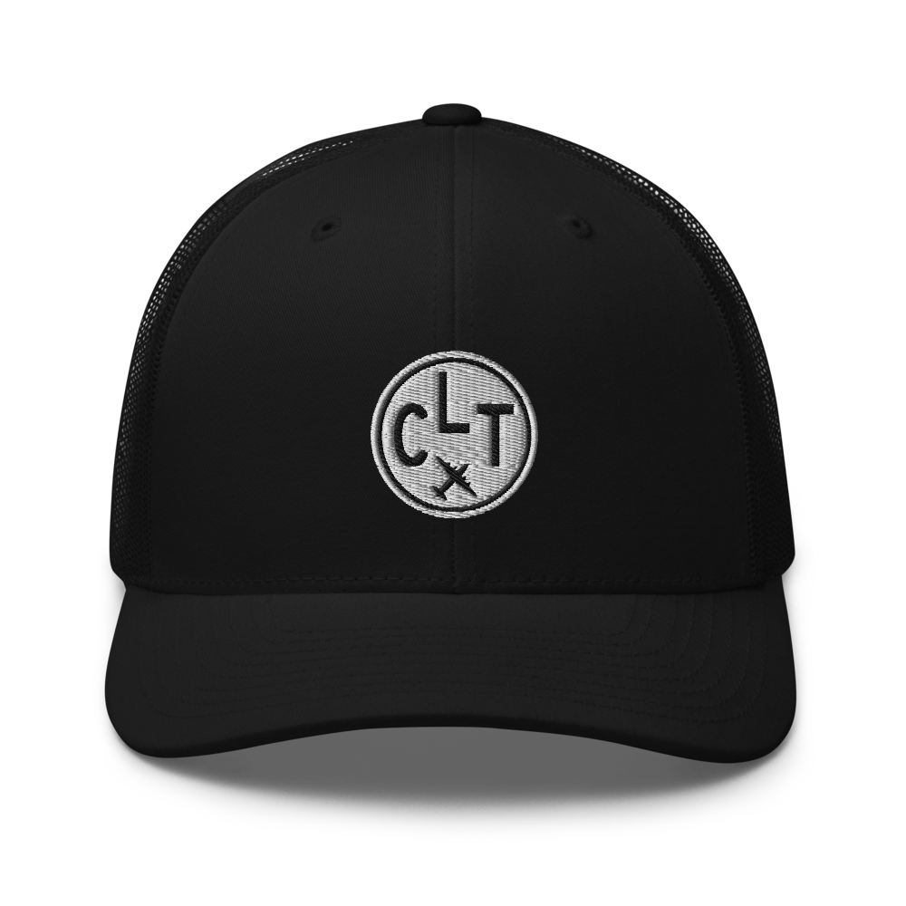 Roundel Trucker Hat - Black & White • CLT Charlotte • YHM Designs - Image 06