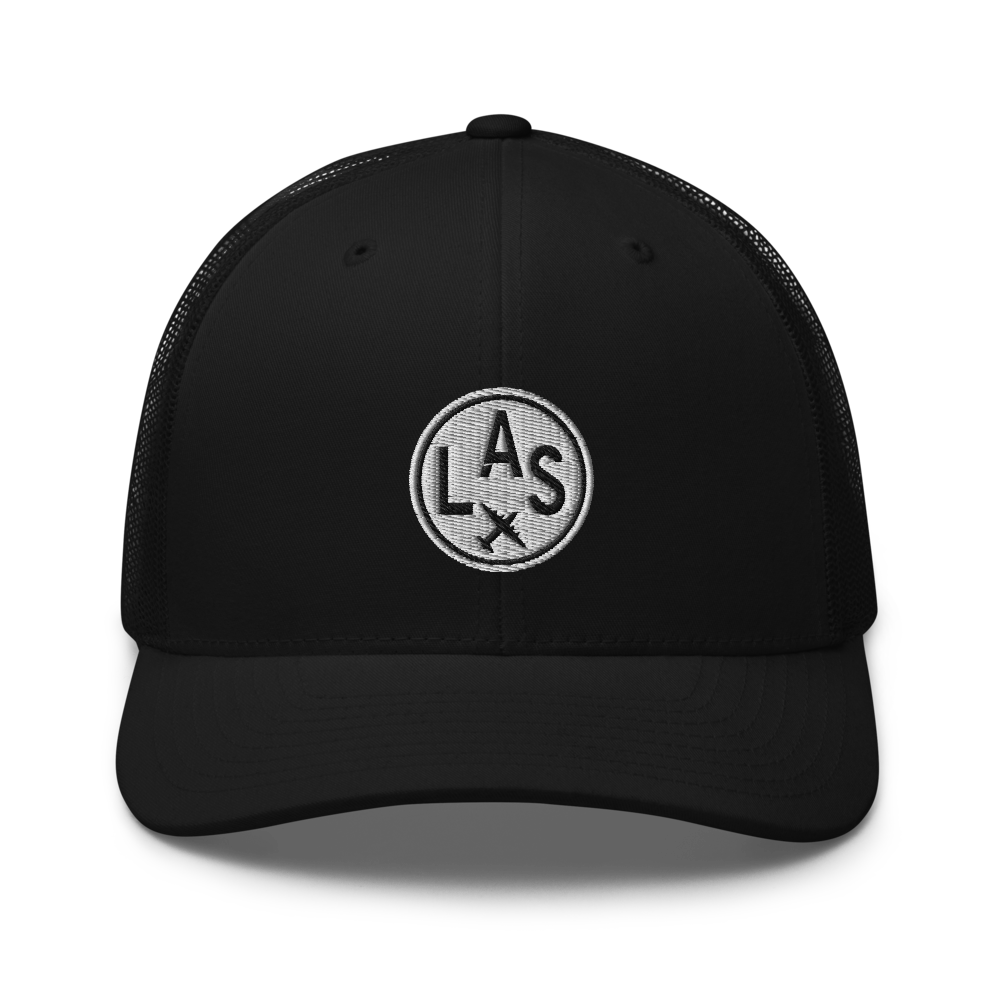 Roundel Trucker Hat - Black & White • LAS Las Vegas • YHM Designs - Image 06