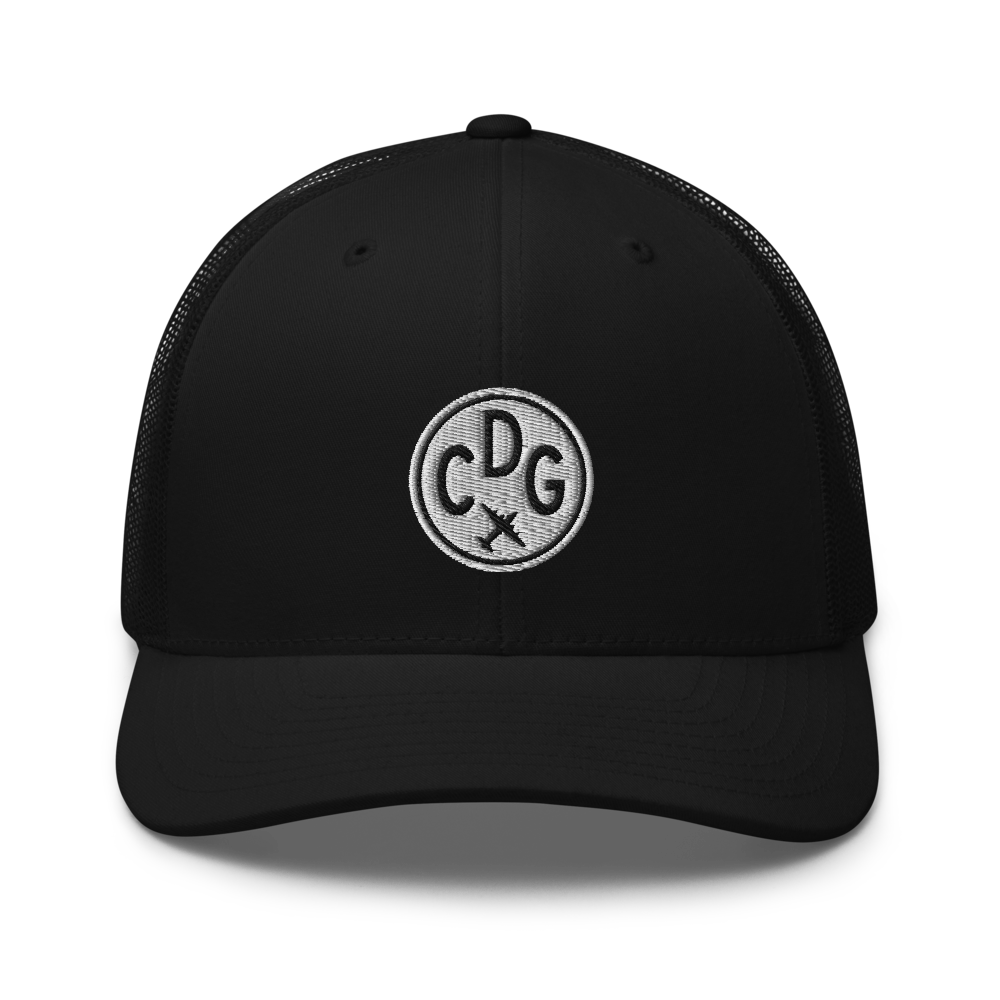 Roundel Trucker Hat - Black & White • CDG Paris • YHM Designs - Image 04