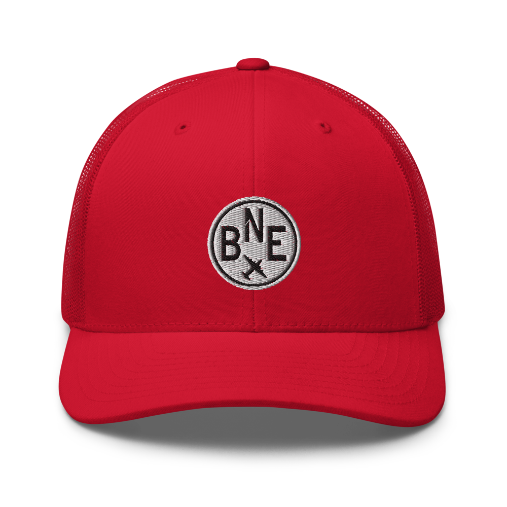 Roundel Trucker Hat - Black & White • BNE Brisbane • YHM Designs - Image 09