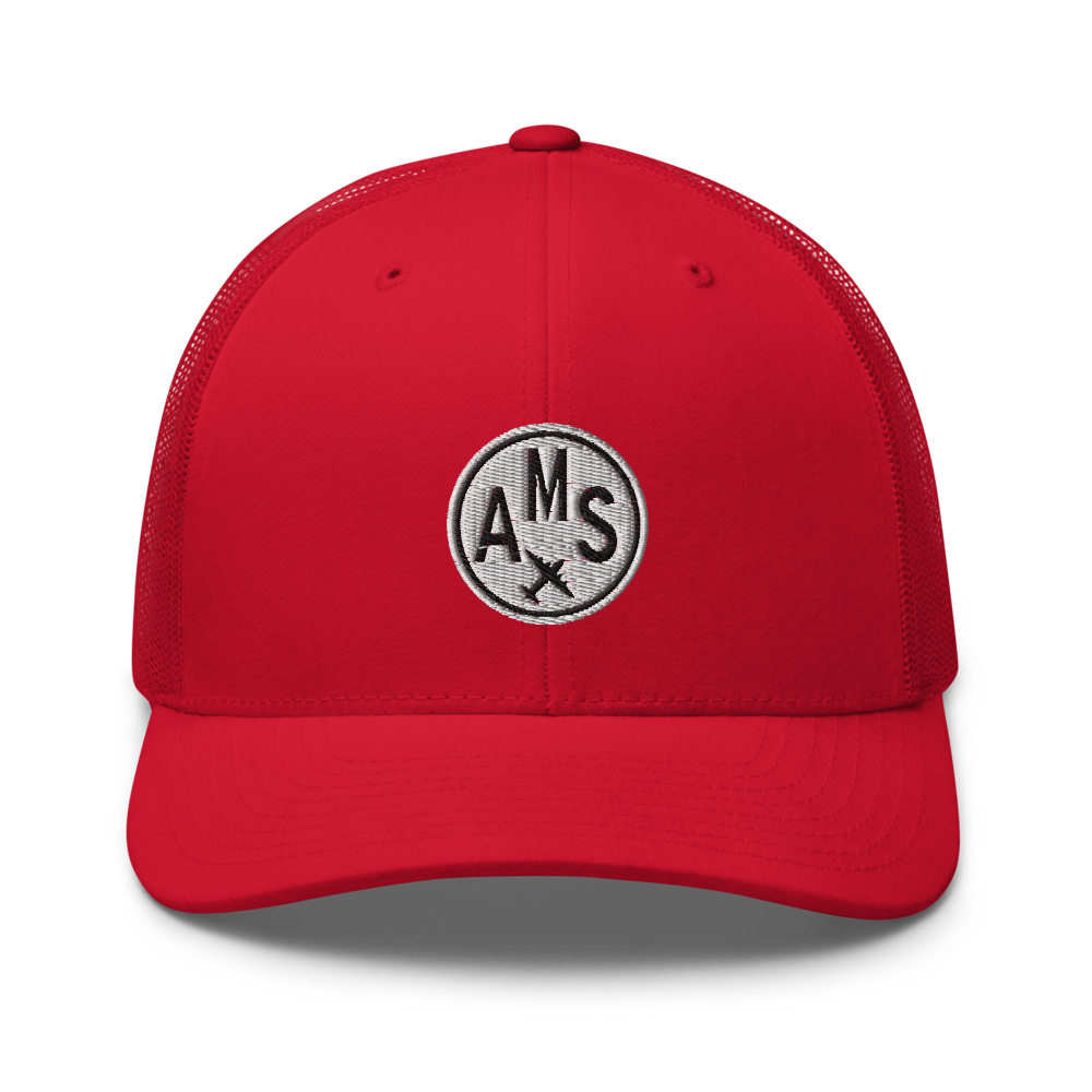 Roundel Trucker Hat - Black & White • AMS Amsterdam • YHM Designs - Image 09