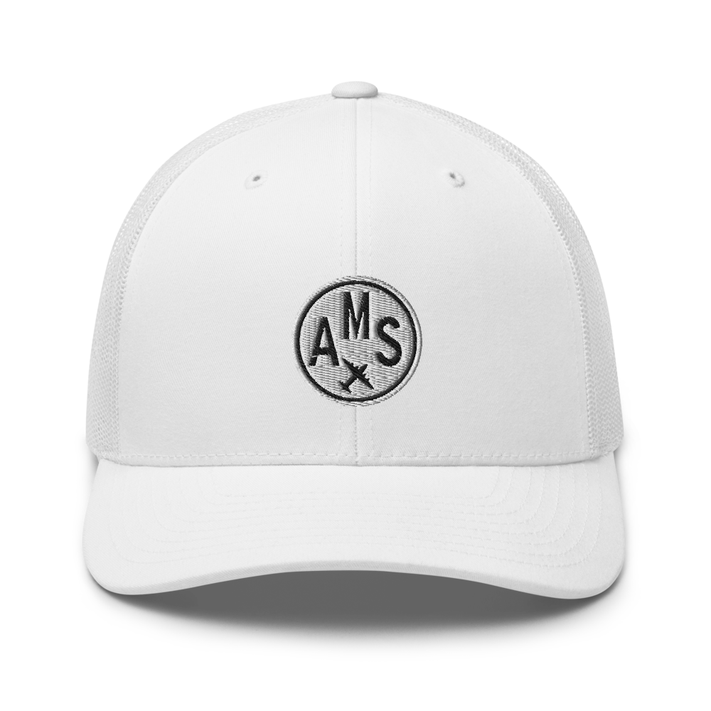 Roundel Trucker Hat - Black & White • AMS Amsterdam • YHM Designs - Image 12