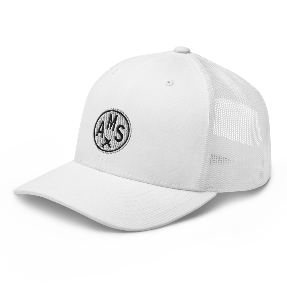 Roundel Trucker Hat - Black & White • AMS Amsterdam • YHM Designs - Image 14