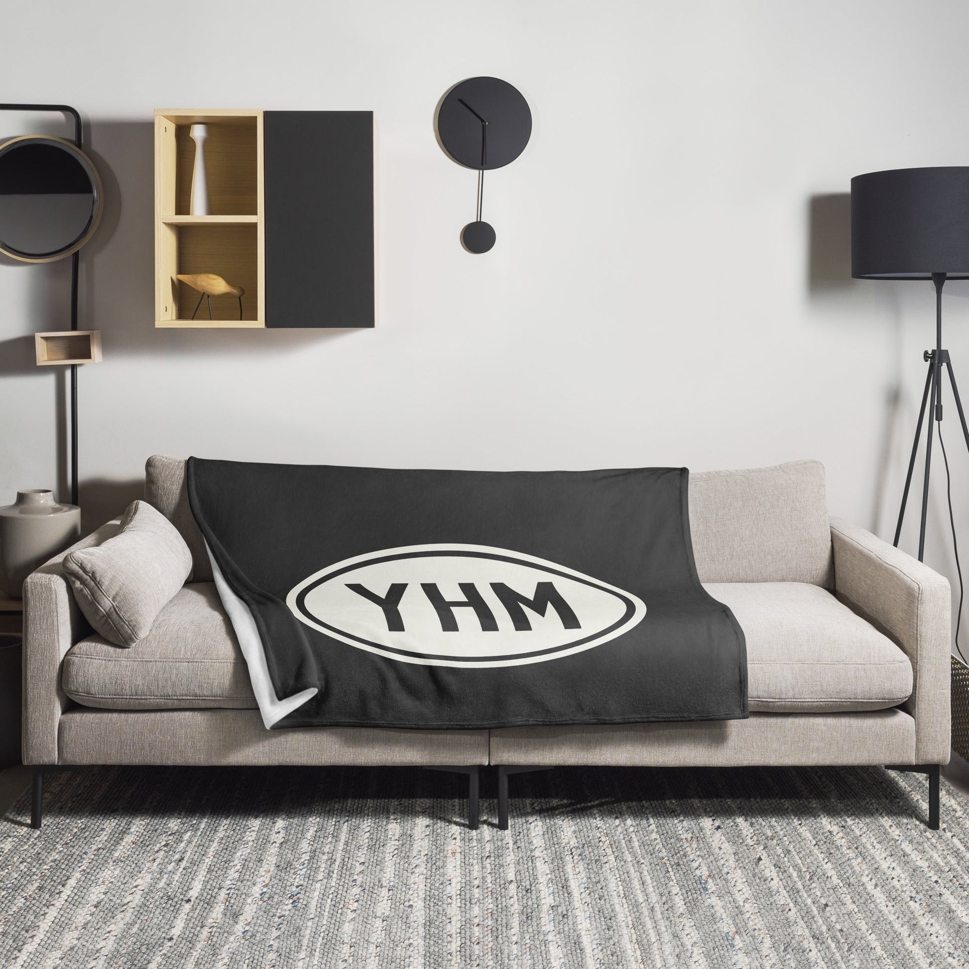 Unique Travel Gift Throw Blanket - White Oval • YHZ Halifax • YHM Designs - Image 08