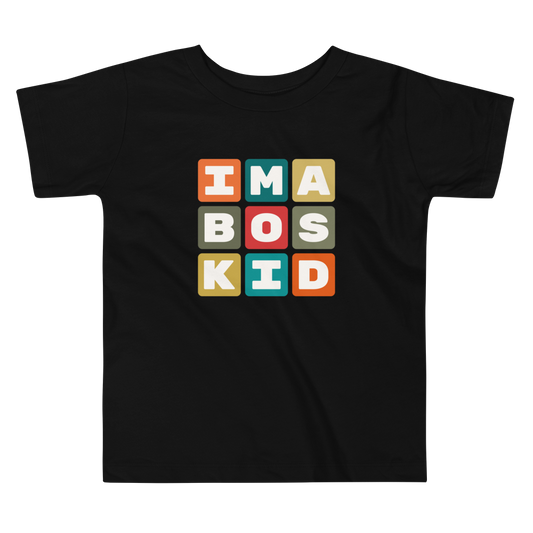 BOS Boston Toddler T-Shirt • Colourful Blocks Design • YHM Designs - Image 02