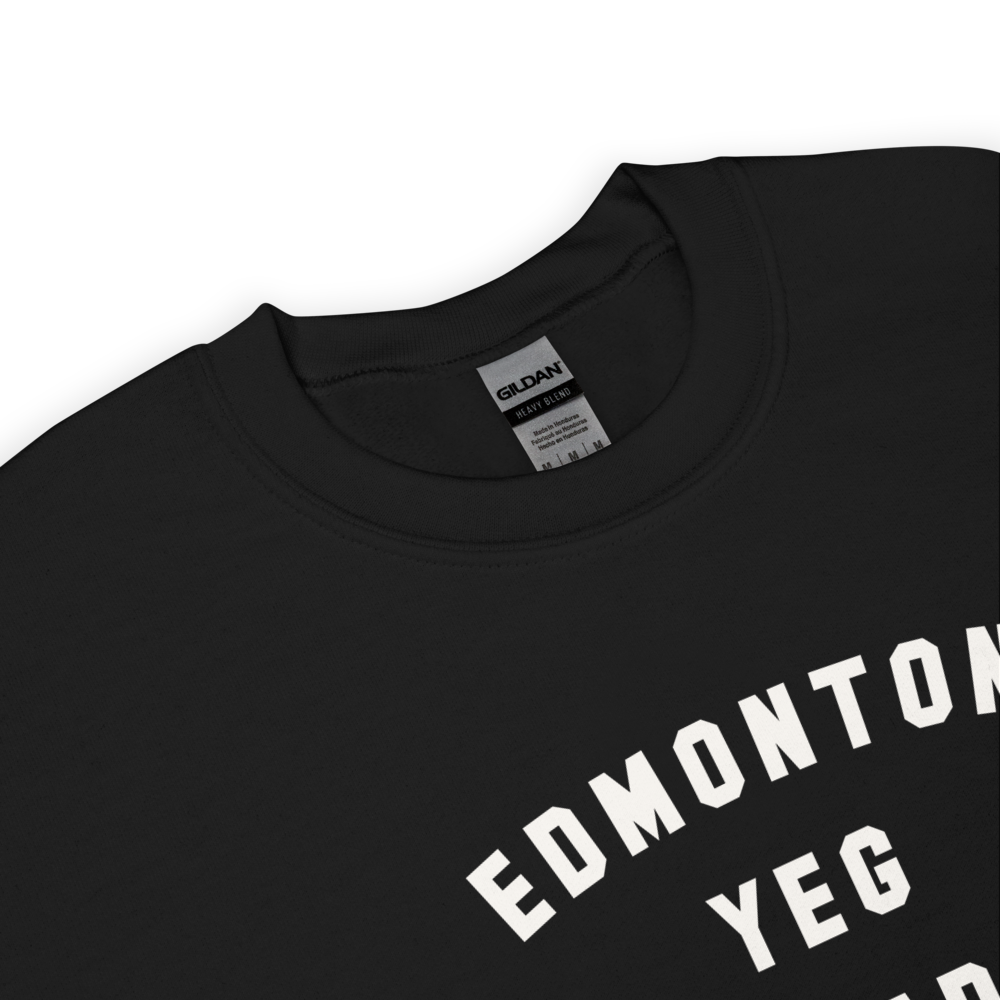 YHM Designs - YEG Edmonton Airport Code Unisex Sweatshirt - Minimalist Varsity Design - White Graphic - Image 06