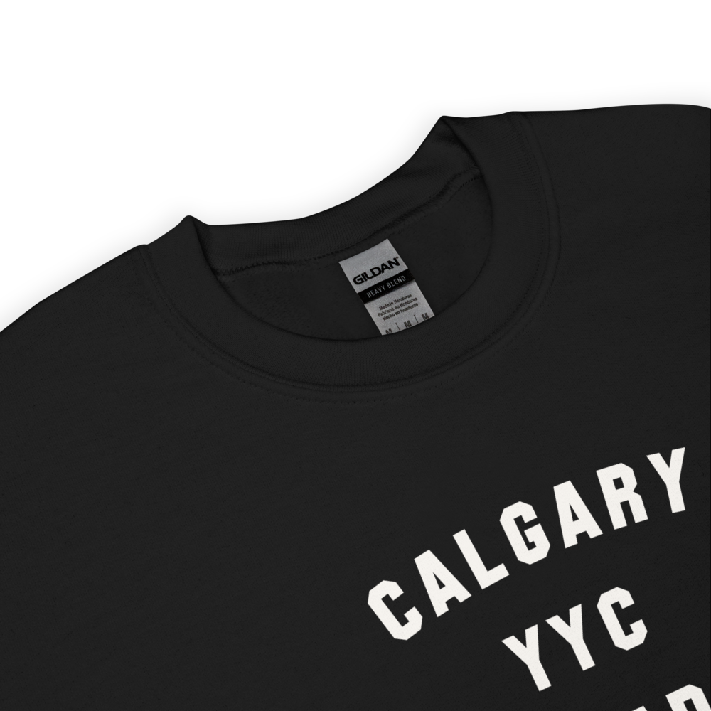 YHM Designs - YYC Calgary Airport Code Unisex Sweatshirt - Minimalist Varsity Design - White Graphic - Image 06
