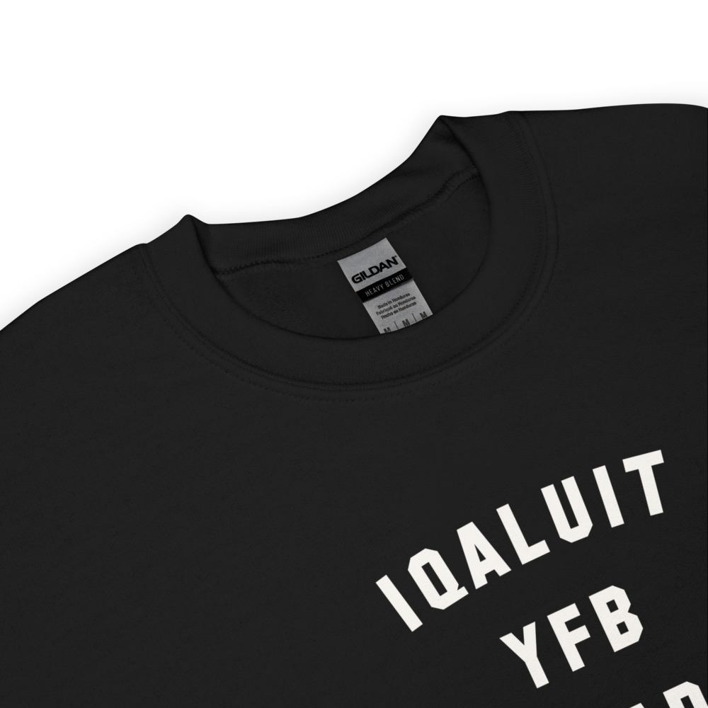 YHM Designs - YFB Iqaluit Airport Code Unisex Sweatshirt - Minimalist Varsity Design - White Graphic - Image 06