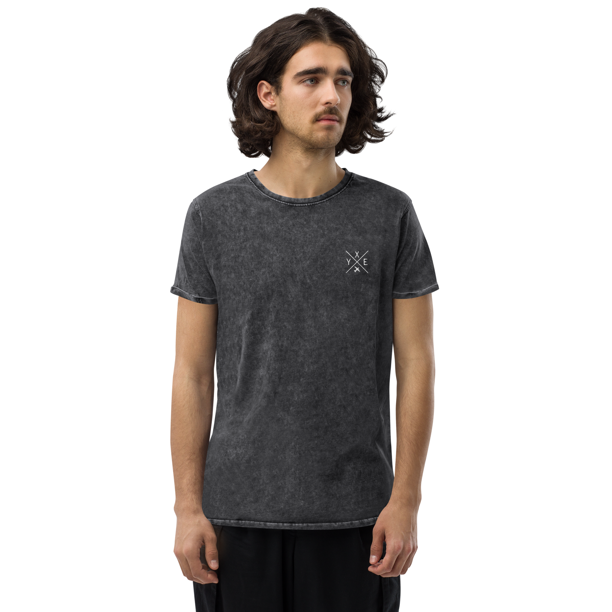 Crossed-X Denim T-Shirt • YXE Saskatoon • YHM Designs - Image 06