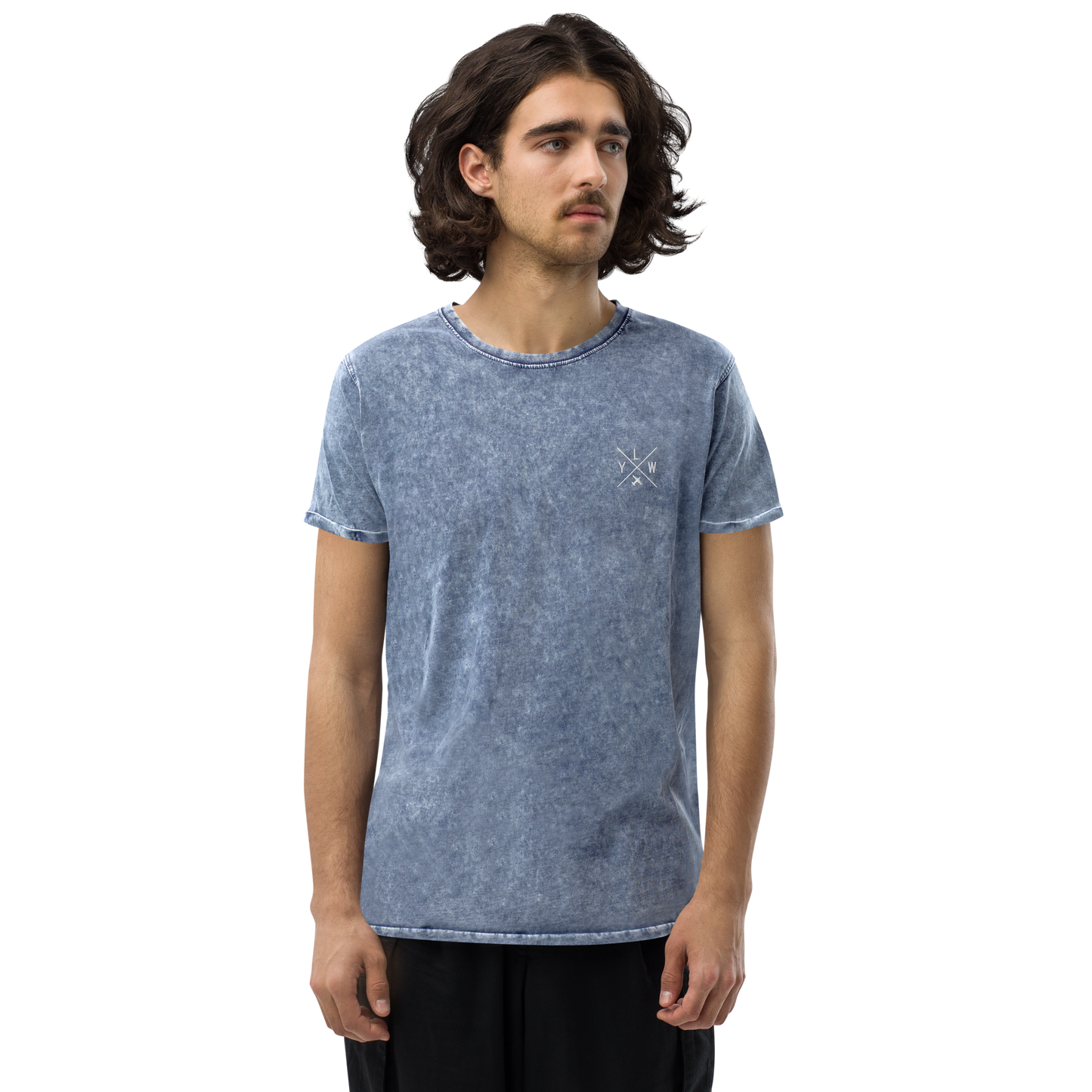 Crossed-X Denim T-Shirt • YLW Kelowna • YHM Designs - Image 01