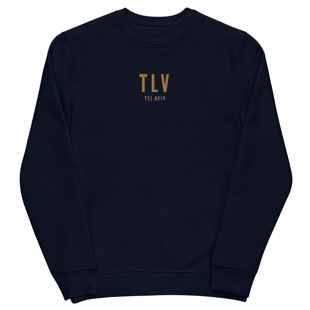 YHM Designs - TLV Tel Aviv Sustainable Eco Sweatshirt - Embroidered with City Name and Airport Code - Image 02