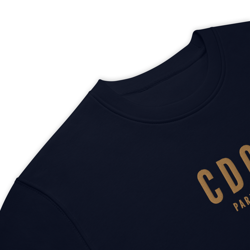 YHM Designs - CDG Paris Sustainable Eco Sweatshirt - Embroidered with City Name and Airport Code - Image 04