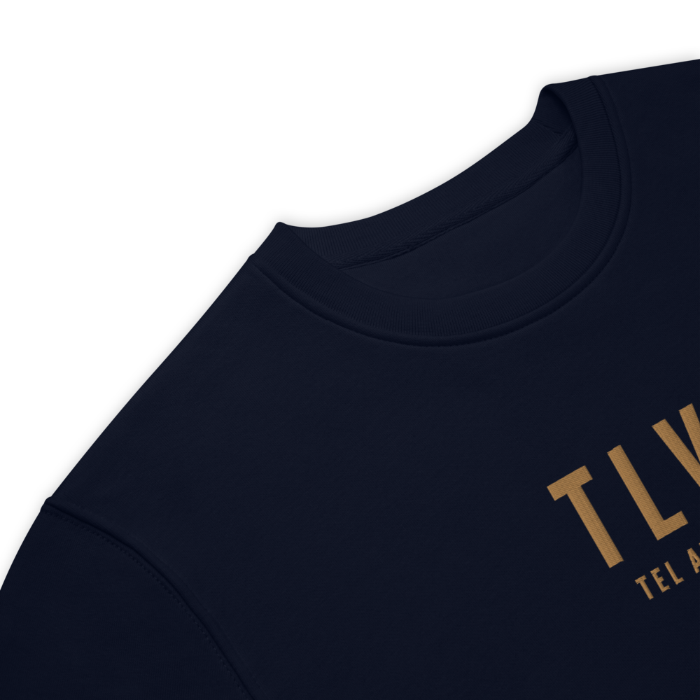 YHM Designs - TLV Tel Aviv Sustainable Eco Sweatshirt - Embroidered with City Name and Airport Code - Image 04