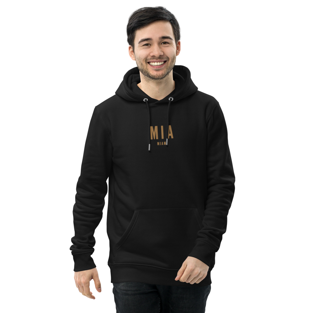 YHM Designs - MIA Miami Eco Hoodie - Embroidered with City Name and Airport Code - Black 02