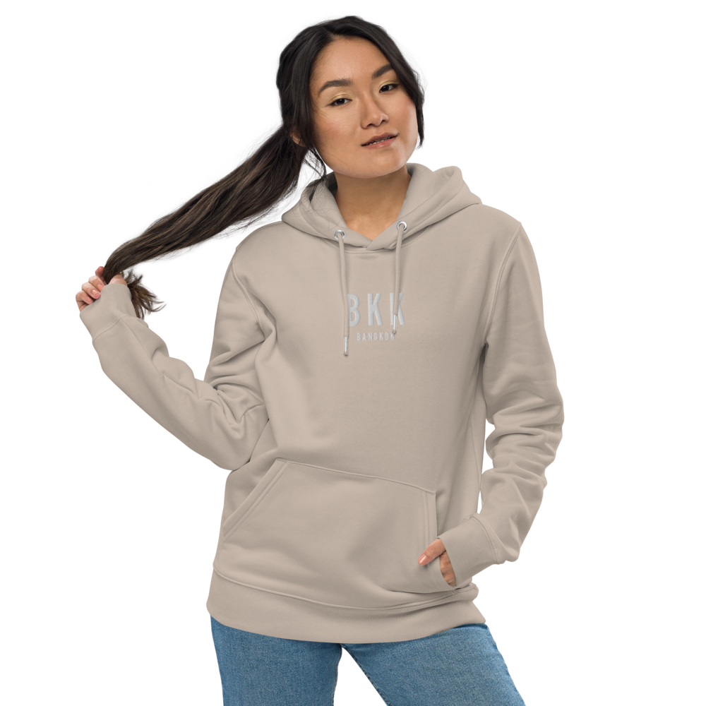 YHM Designs - BKK Bangkok Eco Hoodie - Embroidered with City Name and Airport Code - Image 08
