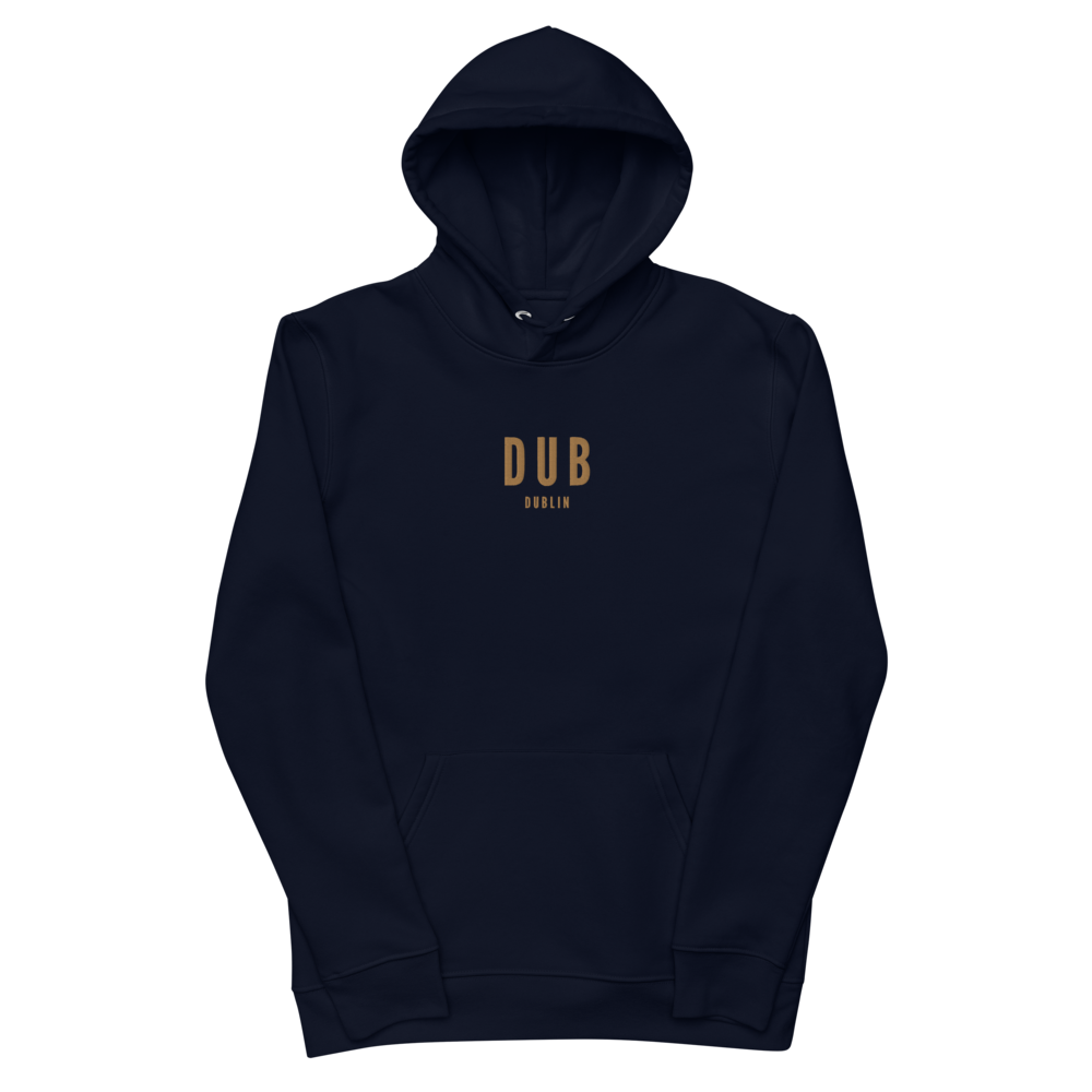 YHM Designs - DUB Dublin Eco Hoodie - Embroidered with City Name and Airport Code - Image 02