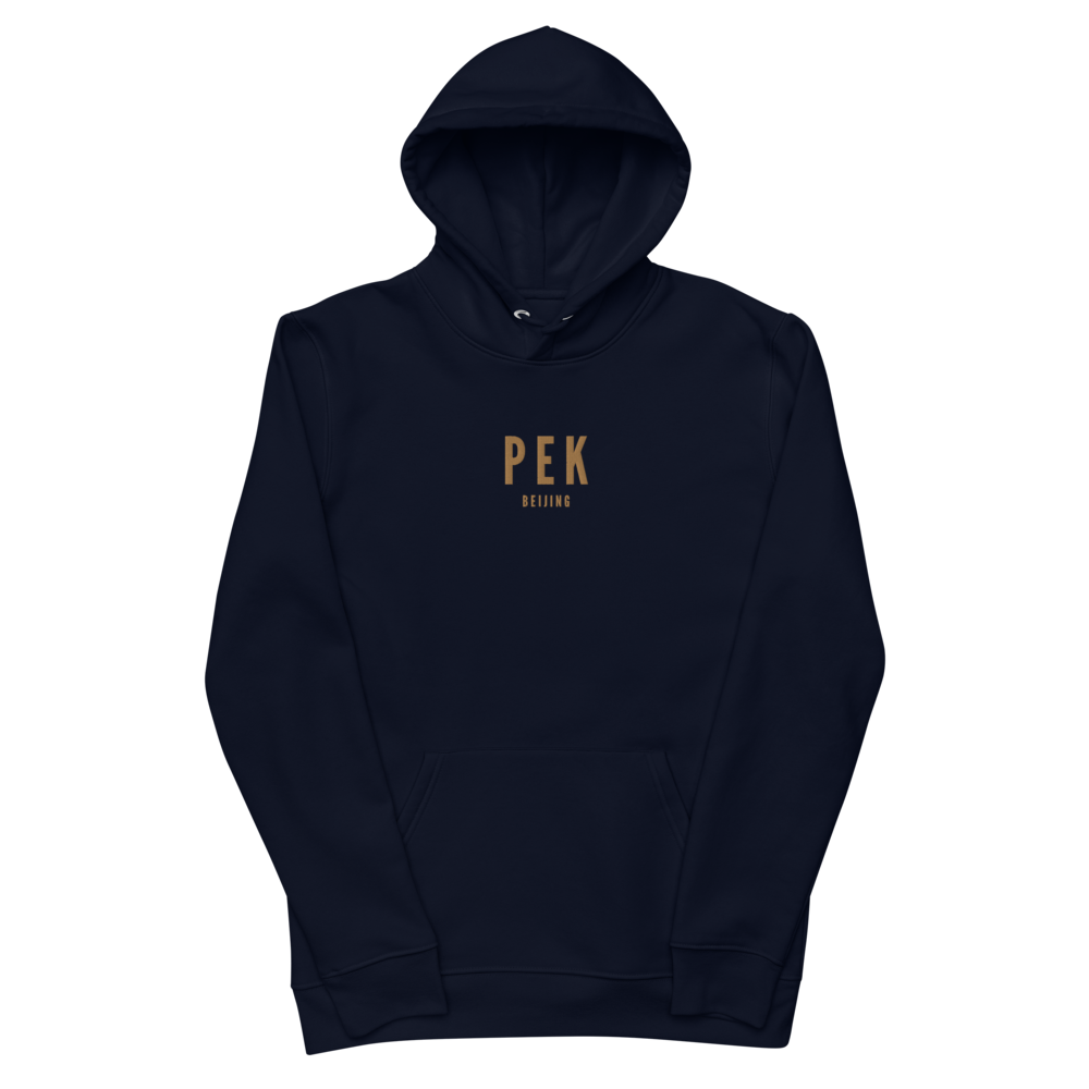 YHM Designs - PEK Beijing Eco Hoodie - Embroidered with City Name and Airport Code - Image 02