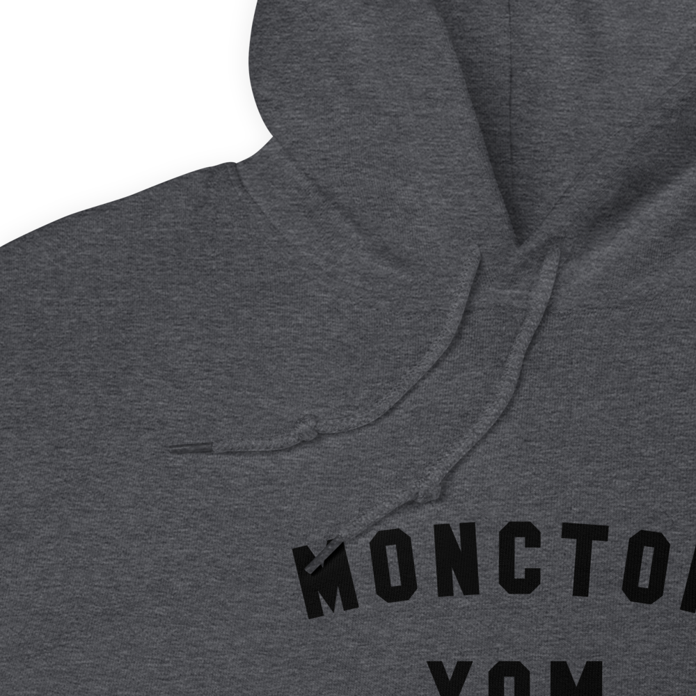 YHM Designs - YQM Moncton Airport Code Unisex Hoodie - Minimalist Varsity Design - Black Graphic - Image 08