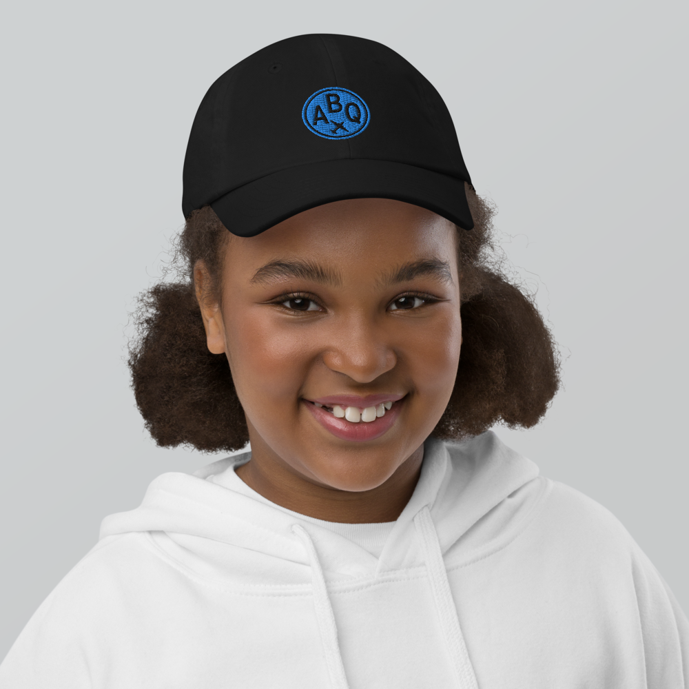 Roundel Kid's Baseball Cap - Aqua • ABQ Albuquerque • YHM Designs - Image 05