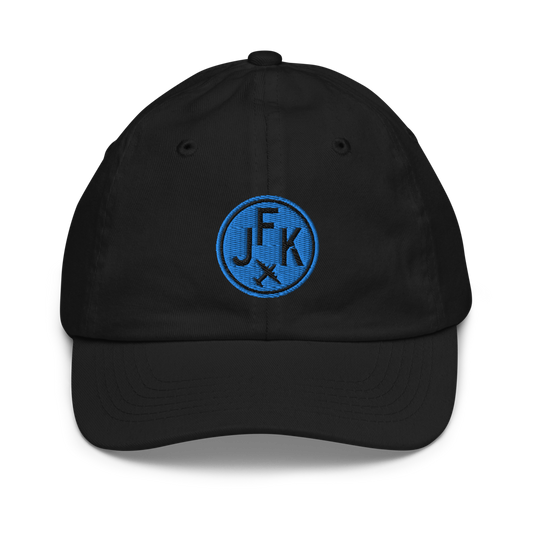 Roundel Kid's Baseball Cap - Aqua • JFK New York City • YHM Designs - Image 01