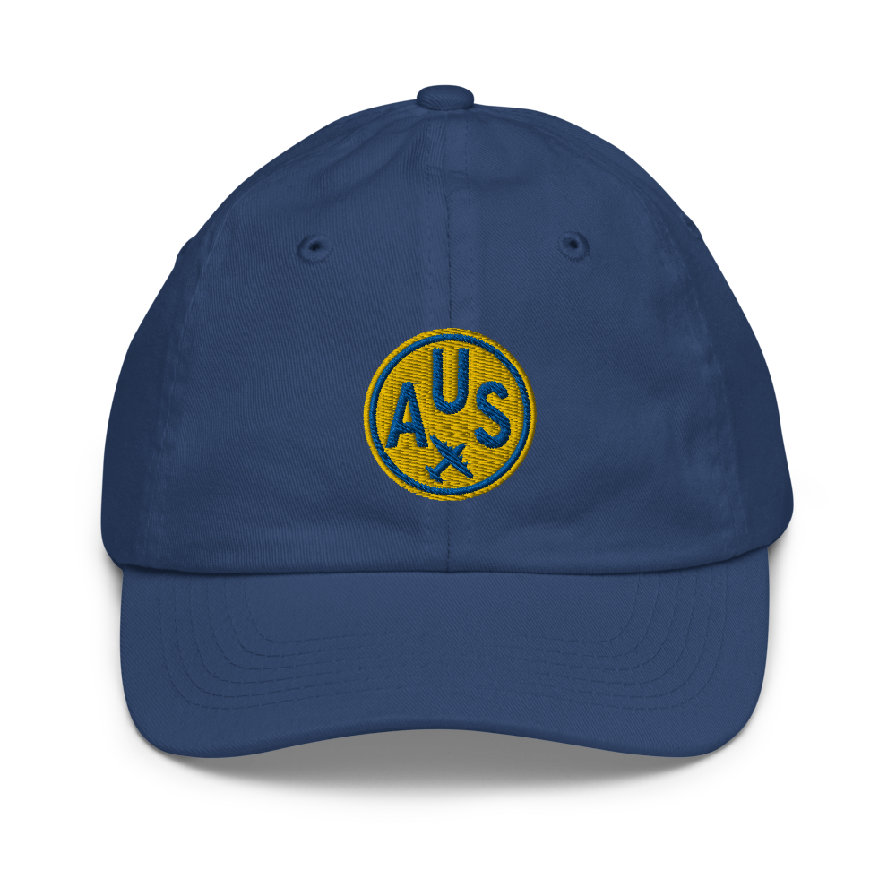 YHM Designs - AUS Austin Kids Hat - Youth Baseball Cap with Airport Code - Travel Gifts for Boys and Girls - Image 1
