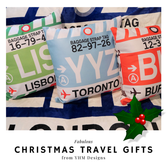 Christmas Travel Gifts - Throw Pillows and Coffee Mugs - YHM Designs
